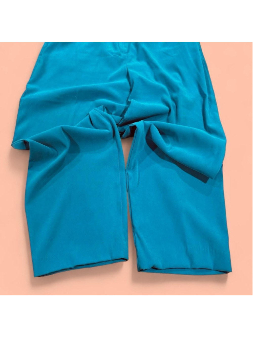 Vintage 90s Karen Scott Pants XL High Rise Straight Leg Casual Preppy Teal Artsy - Picture 3 of 6